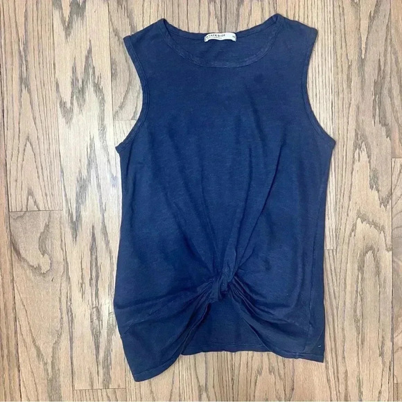 Stateside Women’s Twist Front Cotton Tank Navy Size Small Made in USA - Picture 3 of 8